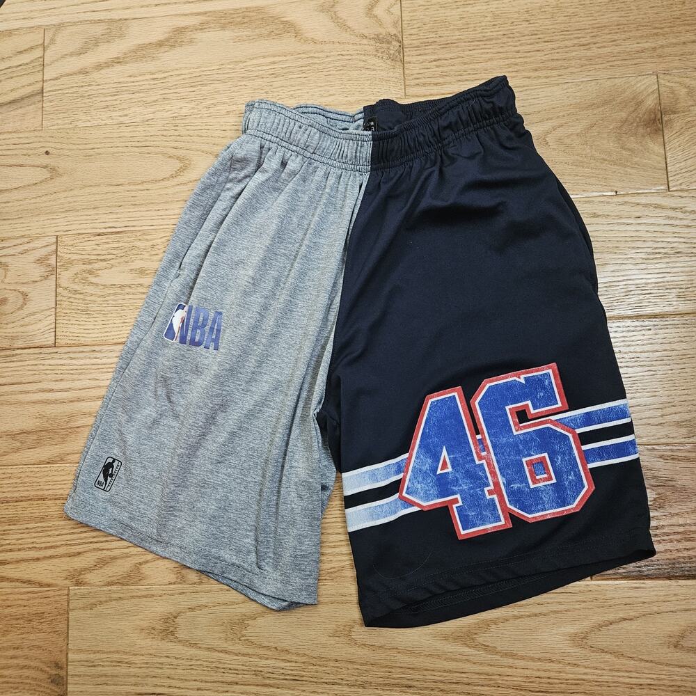 NBA Basketball Trainer Shorts Men’s Size Medium 46 Logo Elastic Waist blue gray